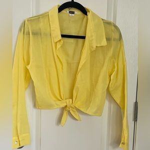 Sweep me off my feet!  Beautiful yellow front tie blouse  Delfina
